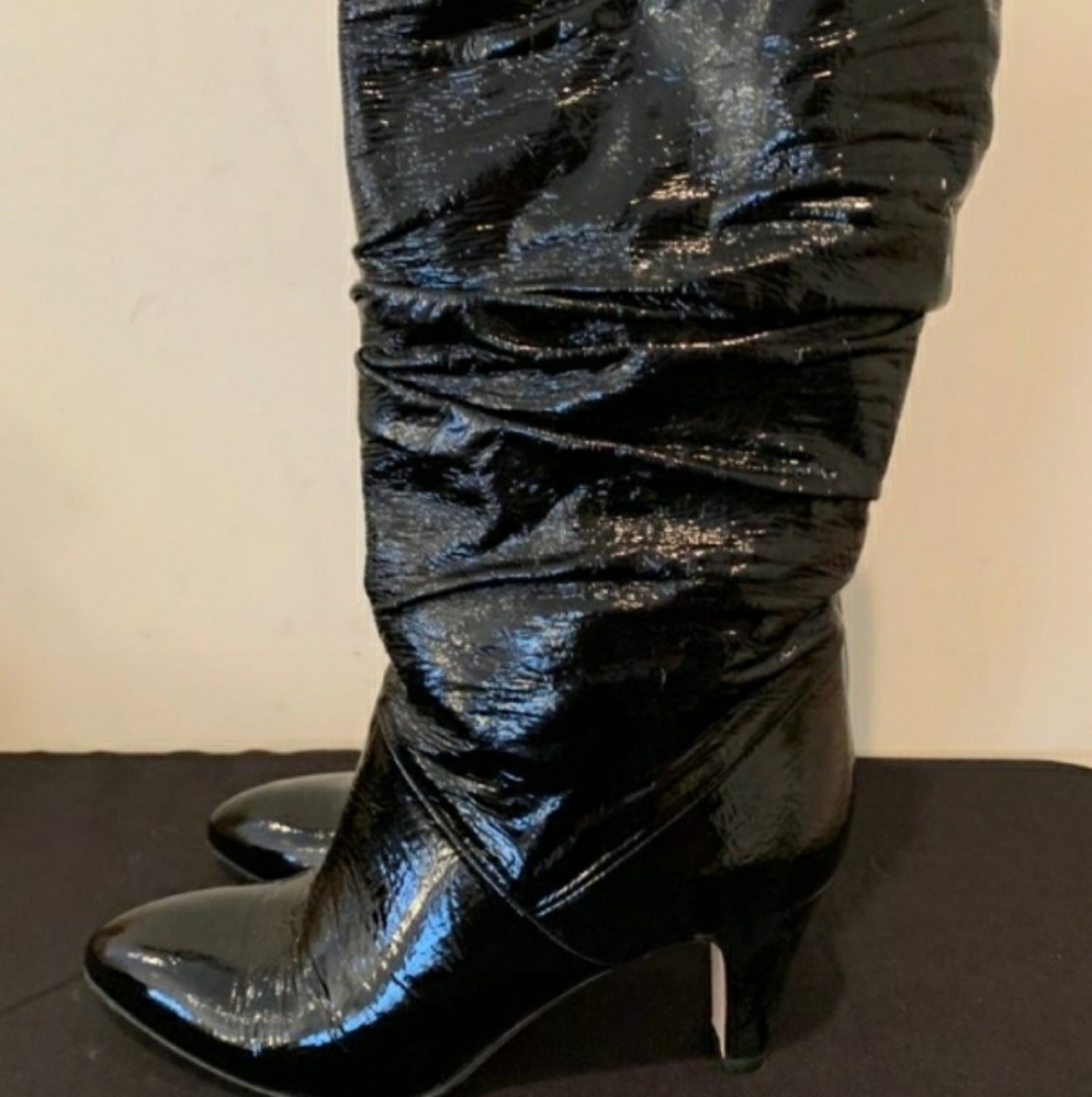 Brian Atwood black patent leather boots